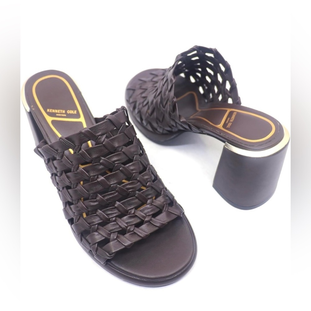 Kenneth Cole Women's Solara Slide Sandal Size 10 NWT Dark Brown Woven Mules